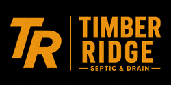 Timber Ridge Septic & Drain logo in orange and white on black background