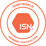 The logo for isnetworld member contractor is a stop sign in a circle.