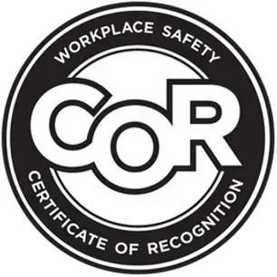 A black and white workplace safety certificate of recognition