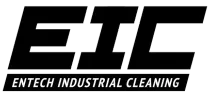 A black and white logo for entech industrial cleaning