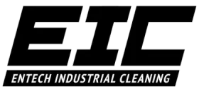 A black and white logo for entech industrial cleaning