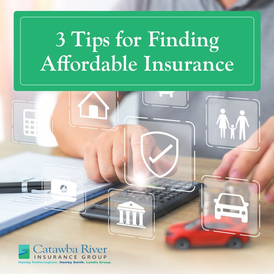 Person using a calculator with insurance-related icons overlayed. Text: 