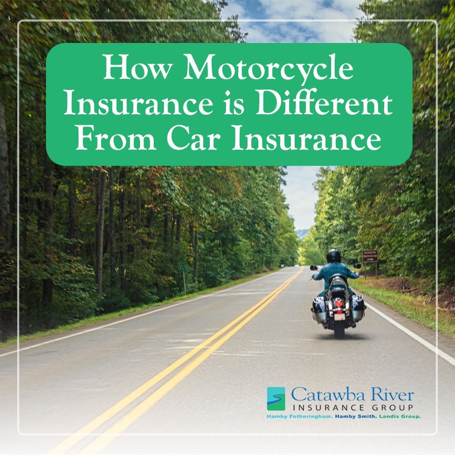 Motorcycle on a road lined with trees. Text: 
