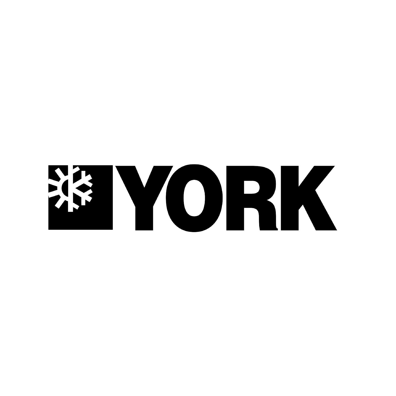 Le logo de York est noir et blanc et comporte un flocon de neige dessus.