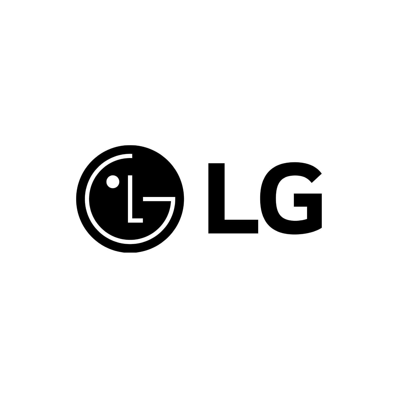 Le logo lg est noir et blanc sur fond blanc.