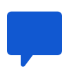 Une bulle de dialogue bleue sur fond blanc.