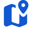 Un u bleu avec une épingle dessus sur un fond blanc.