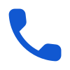 Une icône de téléphone bleu sur fond blanc.