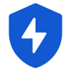 A blue shield with a lightning bolt on it.
