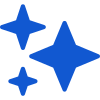 A pair of blue stars on a white background.