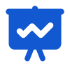 A blue board with a white check mark on it.