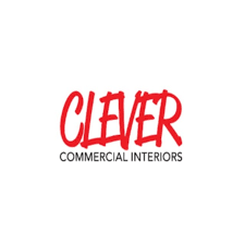 Red CLEVER logo with “Commercial Interiors” text on a white background