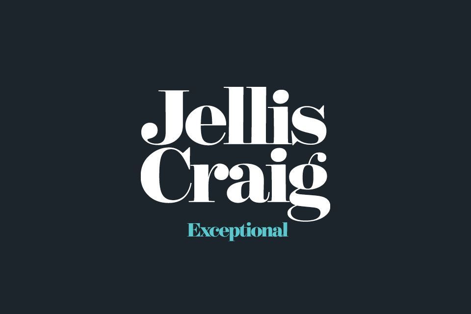 Jellis Craig logo on dark background with the word “Exceptional” beneath it.
