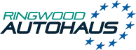 Ringwood Autohaus logo with teal text and blue stars on a white background