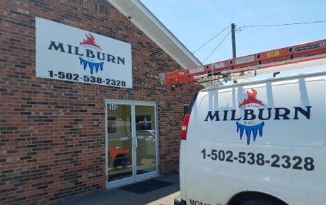 Milburn Heating & AC Building & Company Van