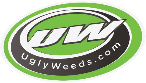UglyWeeds.com logo with green oval, white and black &ldquo;UW&rdquo; lettering and gray outline