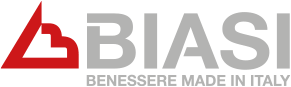 Logo di Biasi con un'icona B stilizzata rossa a sinistra e la scritta grigia