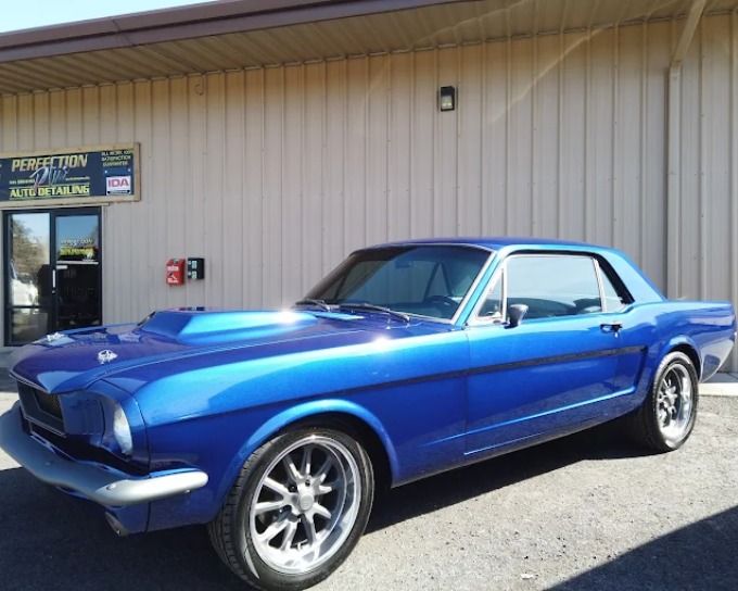 Blue classic Ford Mustang with PPF coverage, detailed in Redmond, Oregon