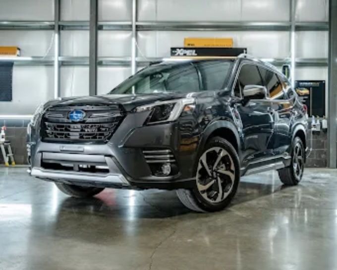 Gray Subaru Forester SUV with front-end paint protection from PPF in Redmond, OR