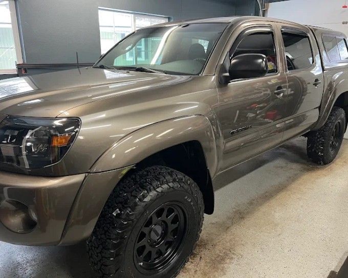 Tan Toyota Tacoma off-road truck protected with ceramic coating in Central Oregon