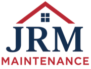 JRM Maintenance logo: Red roof over navy blue "JRM" and red "MAINTENANCE."