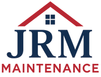 JRM Maintenance logo: Red roof over navy blue "JRM" and red "MAINTENANCE."