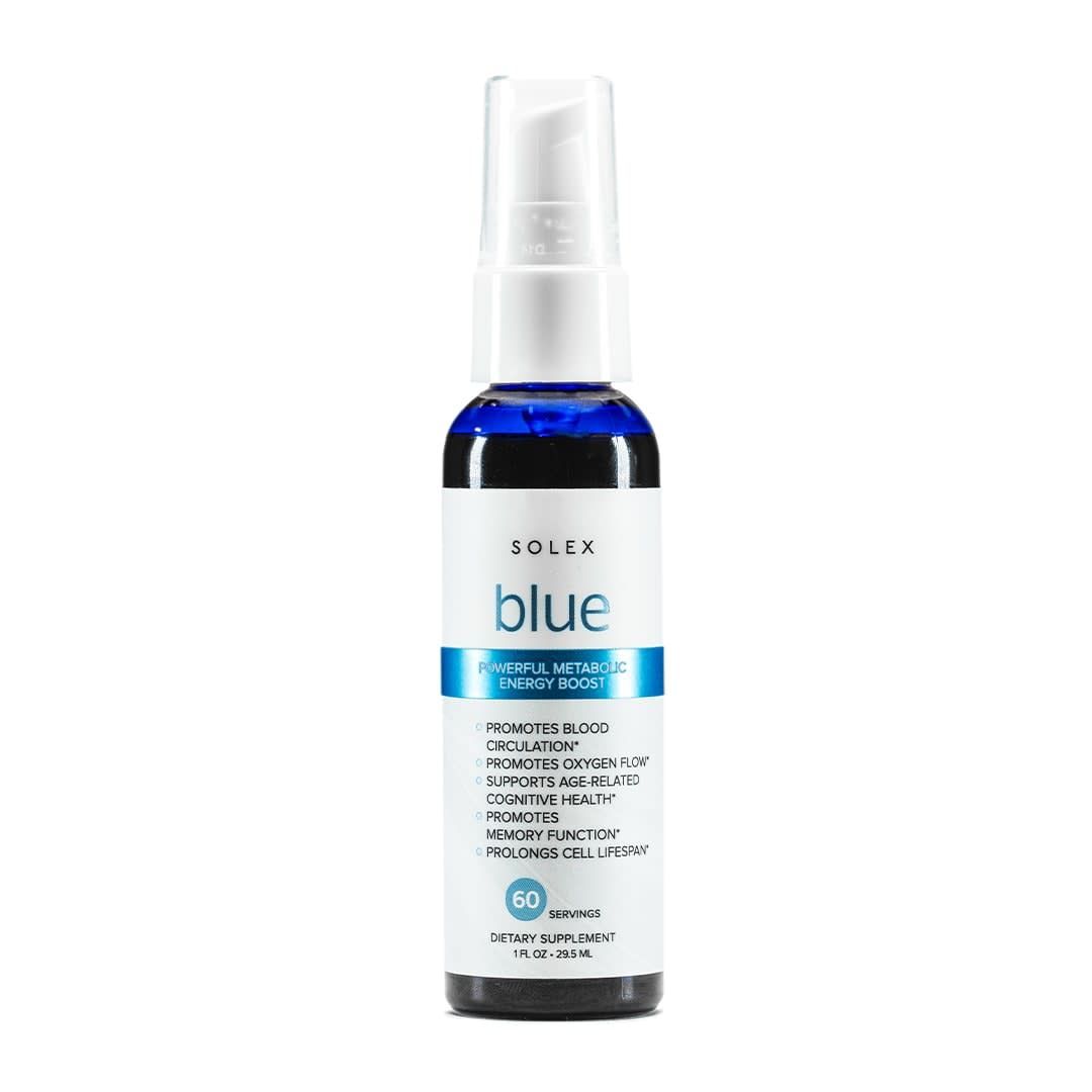 Blue bottle of Joico hair product with white pump, blue label.