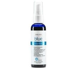 Blue Solex spray bottle promoting blood circulation and skin health.