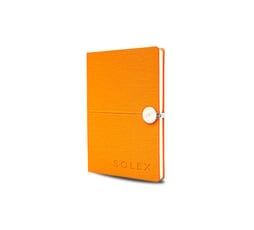 Orange notebook with silver clasp,