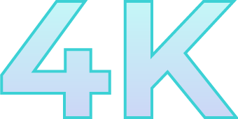 A blue and white 4k logo on a white background.