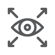 A gray icon of an eye with four arrows pointing in different directions.