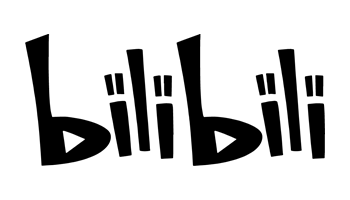 A black and white logo for bilibili on a white background.