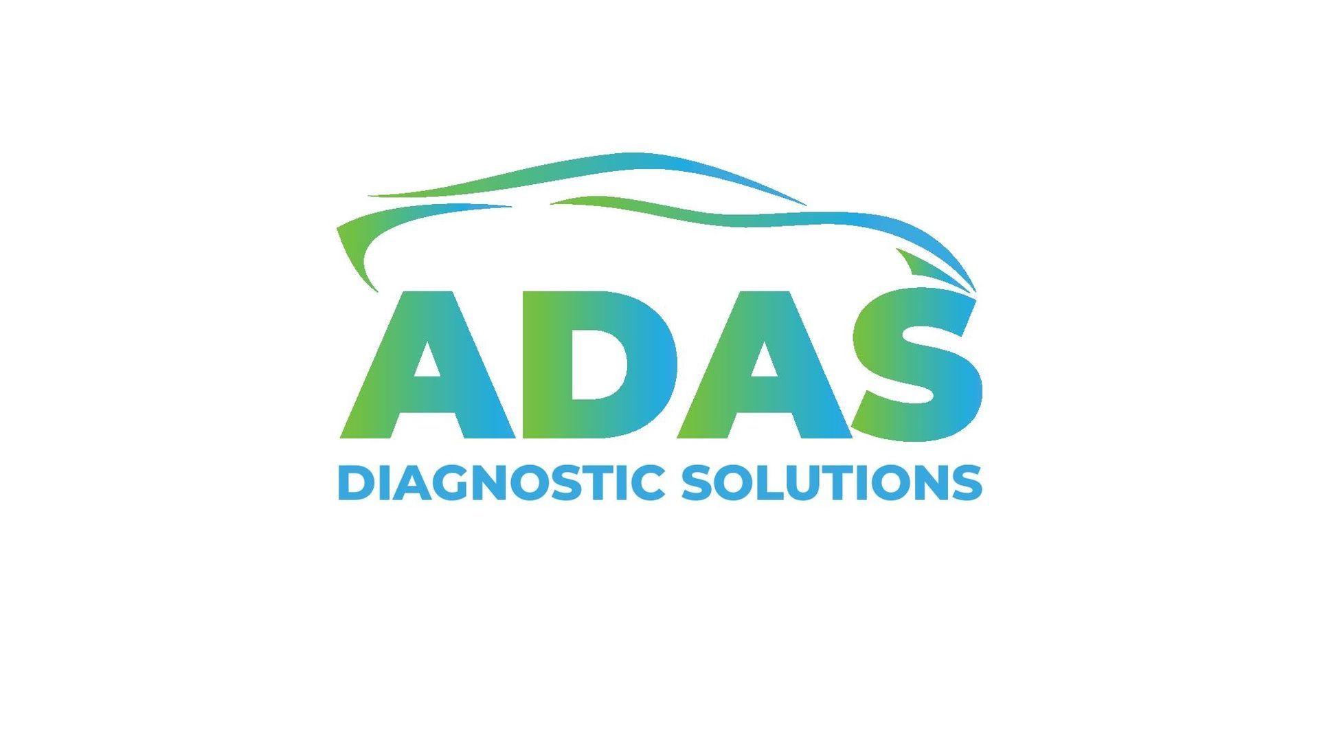 A logo for adas diagnostic solutions with a car on it.