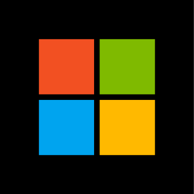 A microsoft logo with four squares of different colors on a black background.