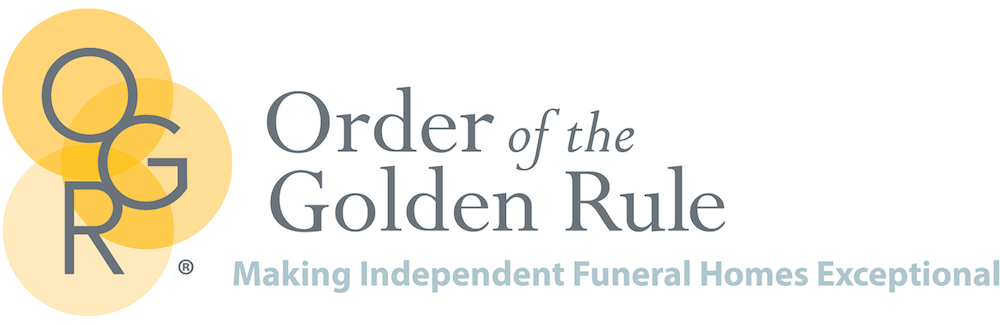 Logo for the Order of the Golden Rule, featuring an OGR monogram on yellow circles and the tagline below.