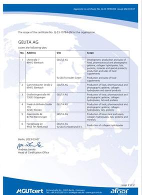 Certificate of GEUTAA.AG detailing addresses, titles, and scopes of certification.