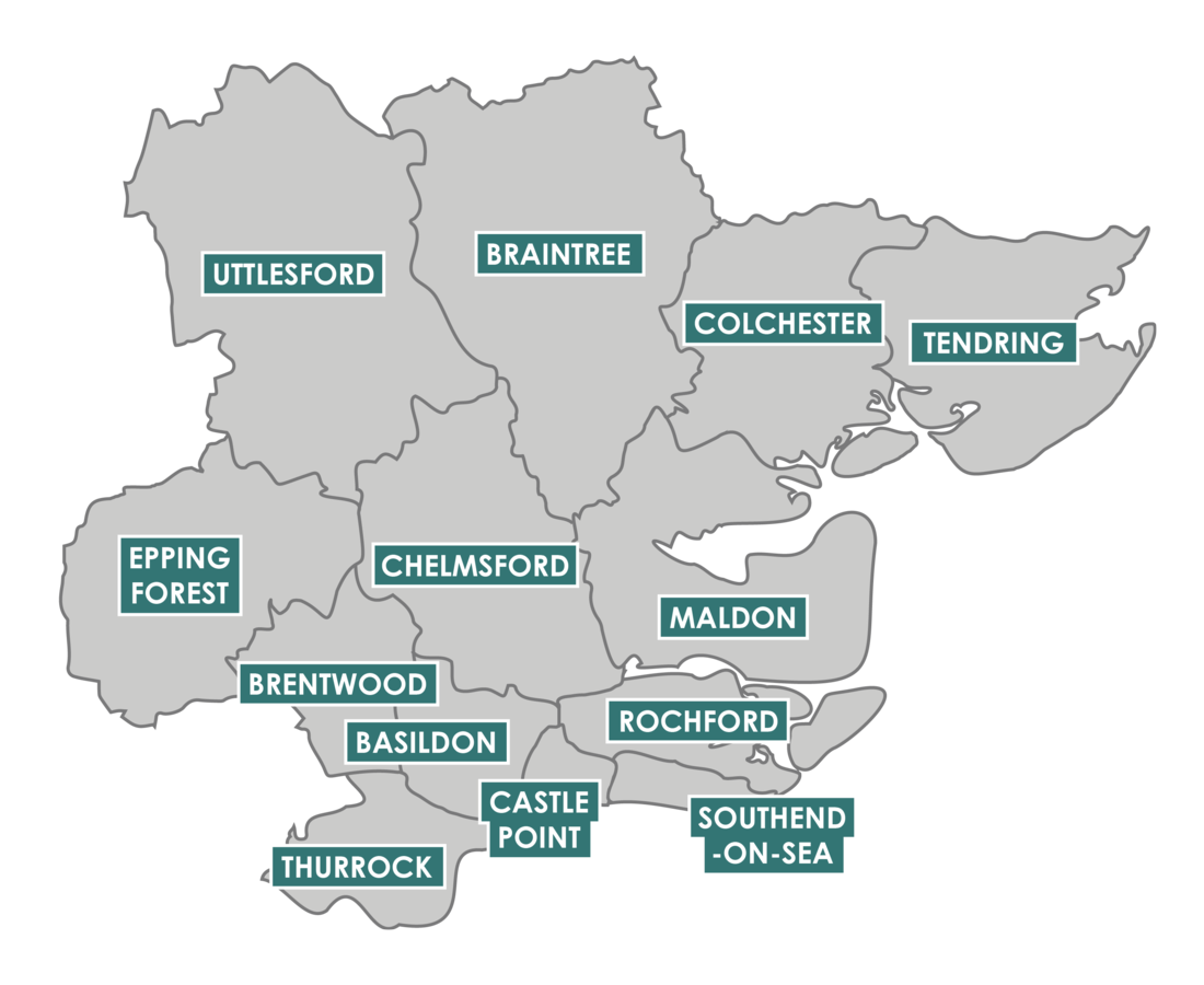 Venn Essex map of areas covered
