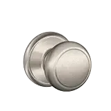 Silver round cabinet knob on a white background