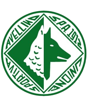 Un logo verde e bianco con un lupo sopra