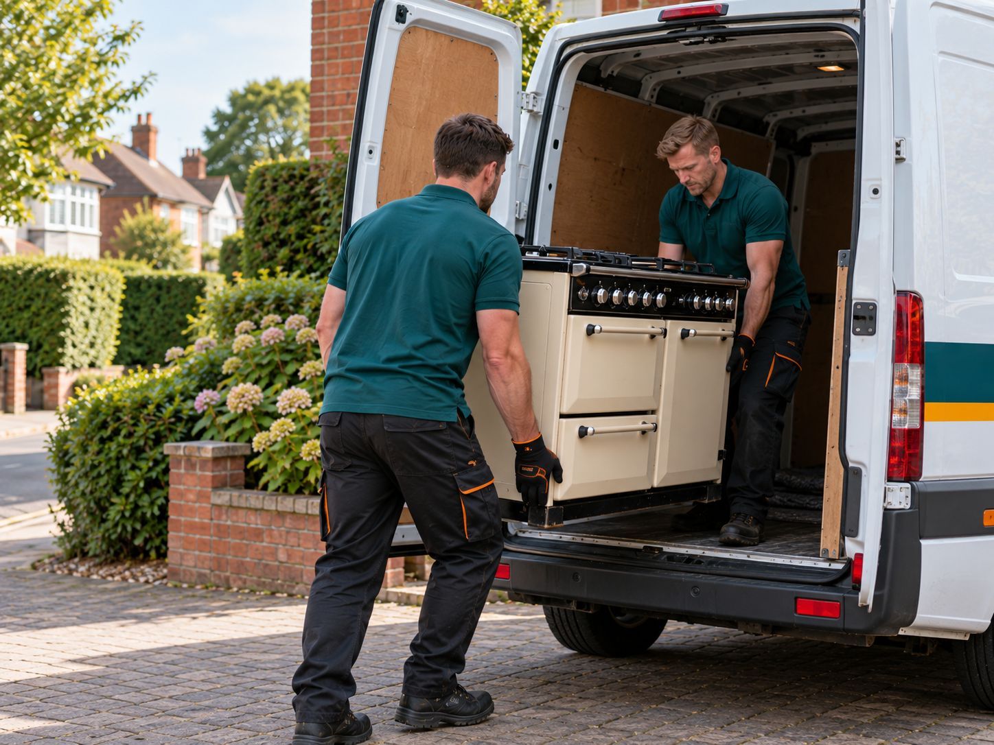 Cooker and oven removal loaded into the van
