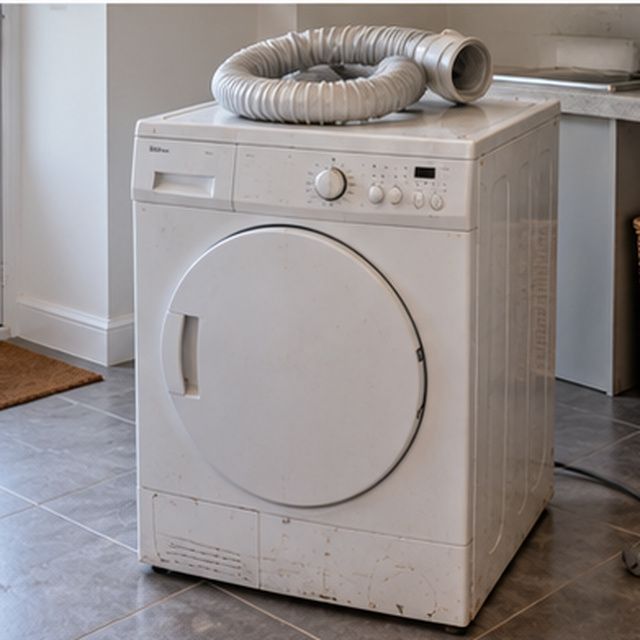 Room with the old appliance still in place, before collection