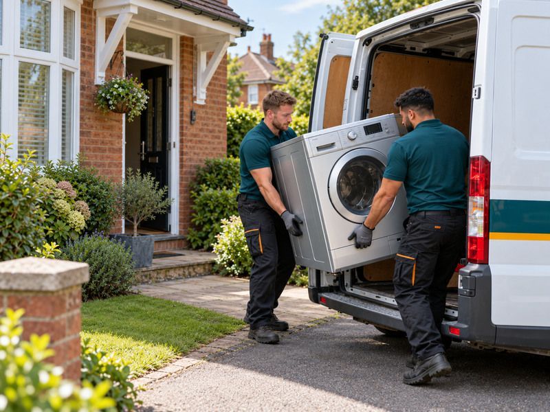 Washer dryer carried to the removal van