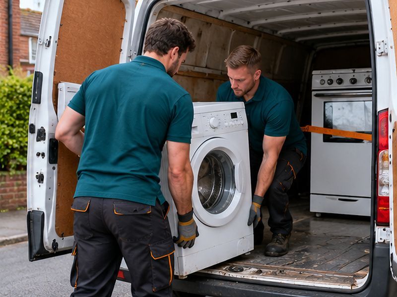 Washing machine loaded into the removal van