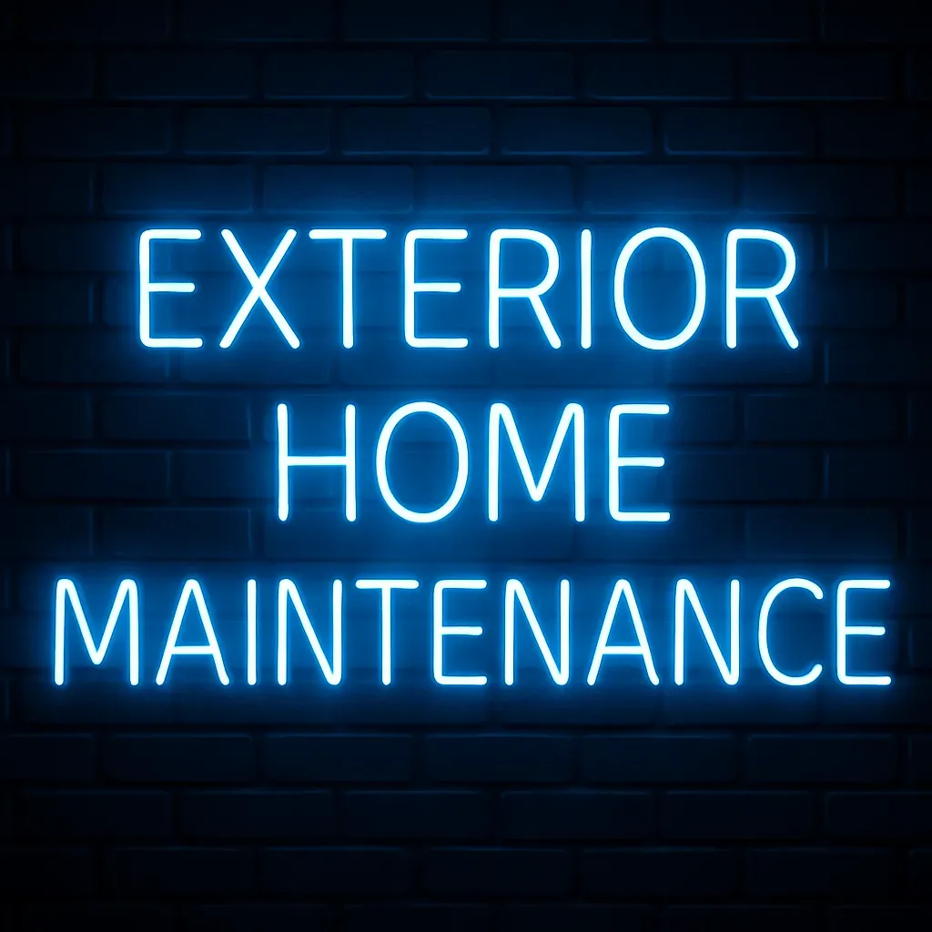 Blue neon sign on brick background: 