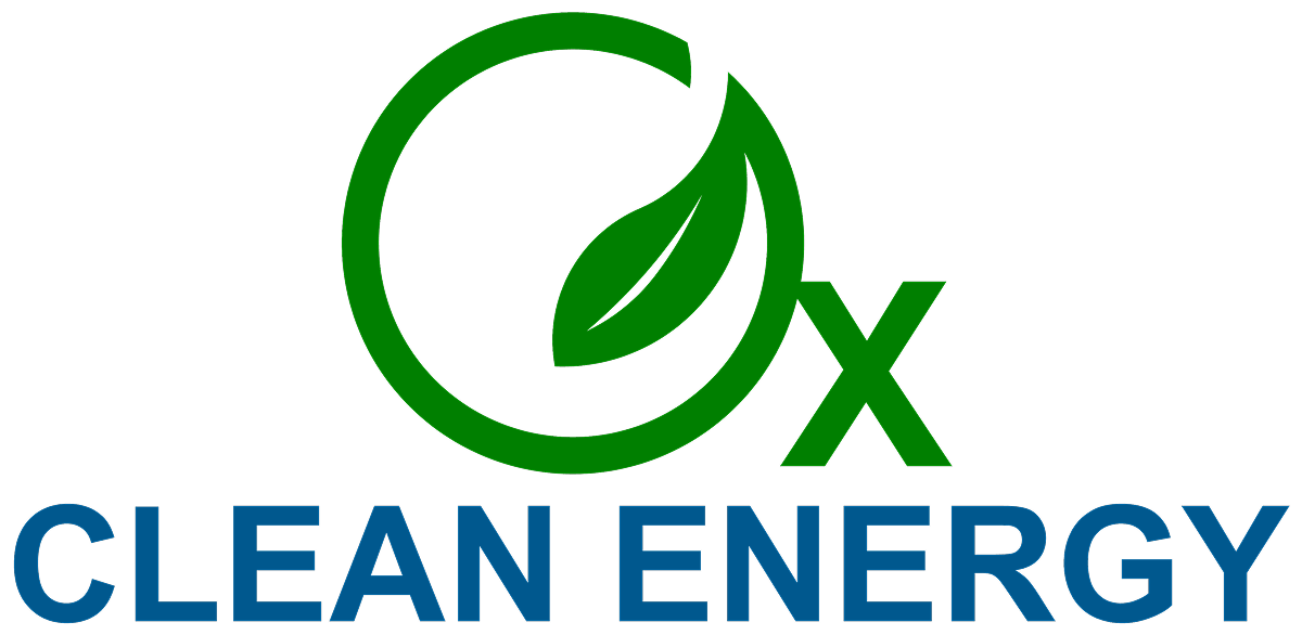 Green Ox Clean Energy logo with a green leaf in a circle and blue text