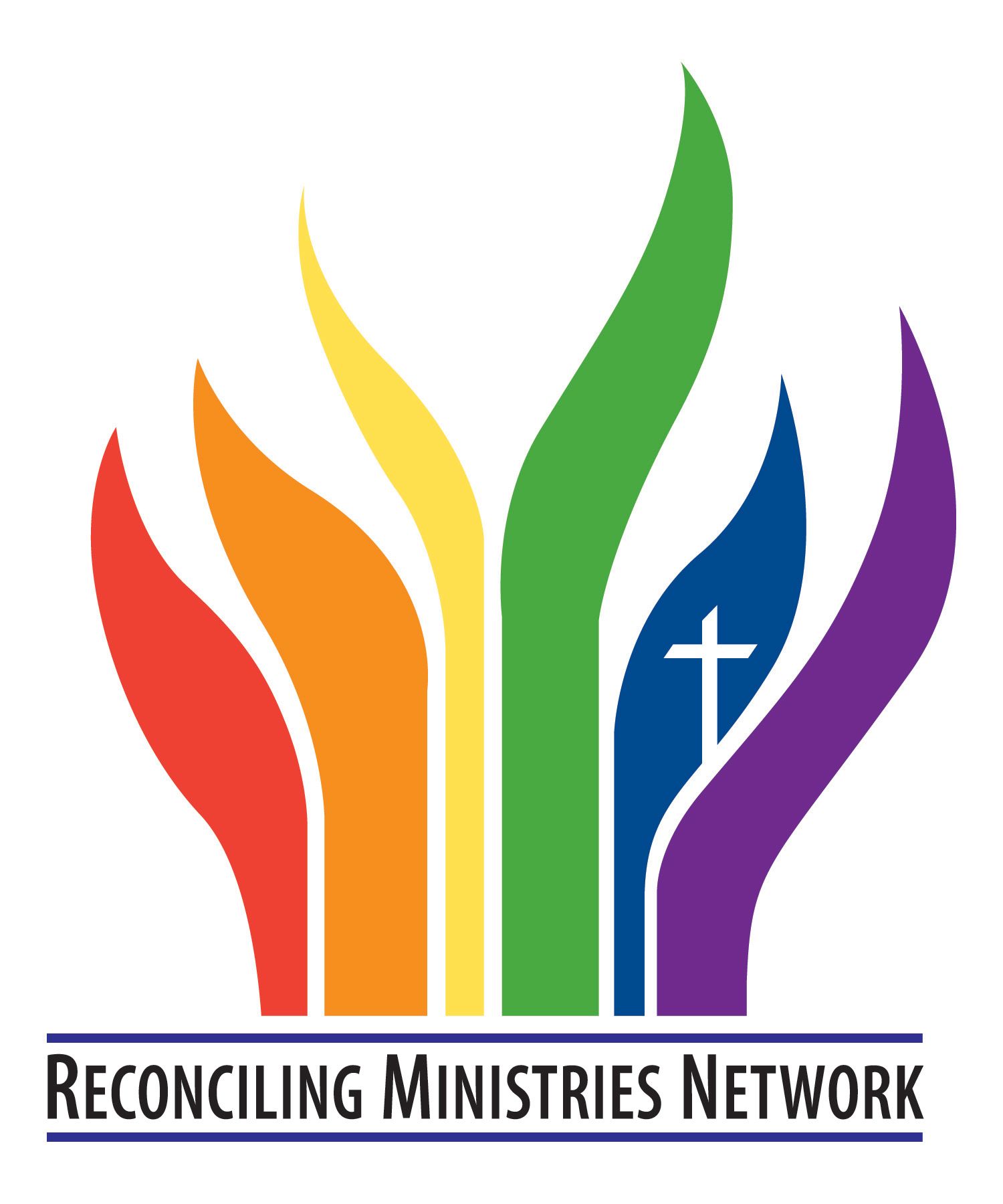 A colorful logo for the reconciling ministries network