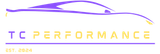 Logo voor TC Performance, met een gestileerd paars autosilhouet en de tekst "TC PERFORMANCE" en "EST. 2024".