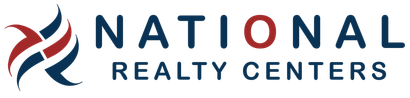 Logo for National Realty Centers. Features a stylized emblem and dark blue text, with the letter