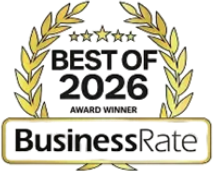 Best of 2026 award winner badge with gold laurel and BusinessRate logo