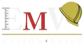 Logo: "EMW Design + Build" with a ruler, red 'M', and a gold hardhat.